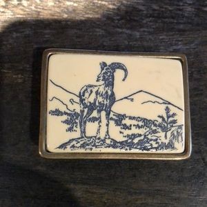 Etched Ram Belt Buckle